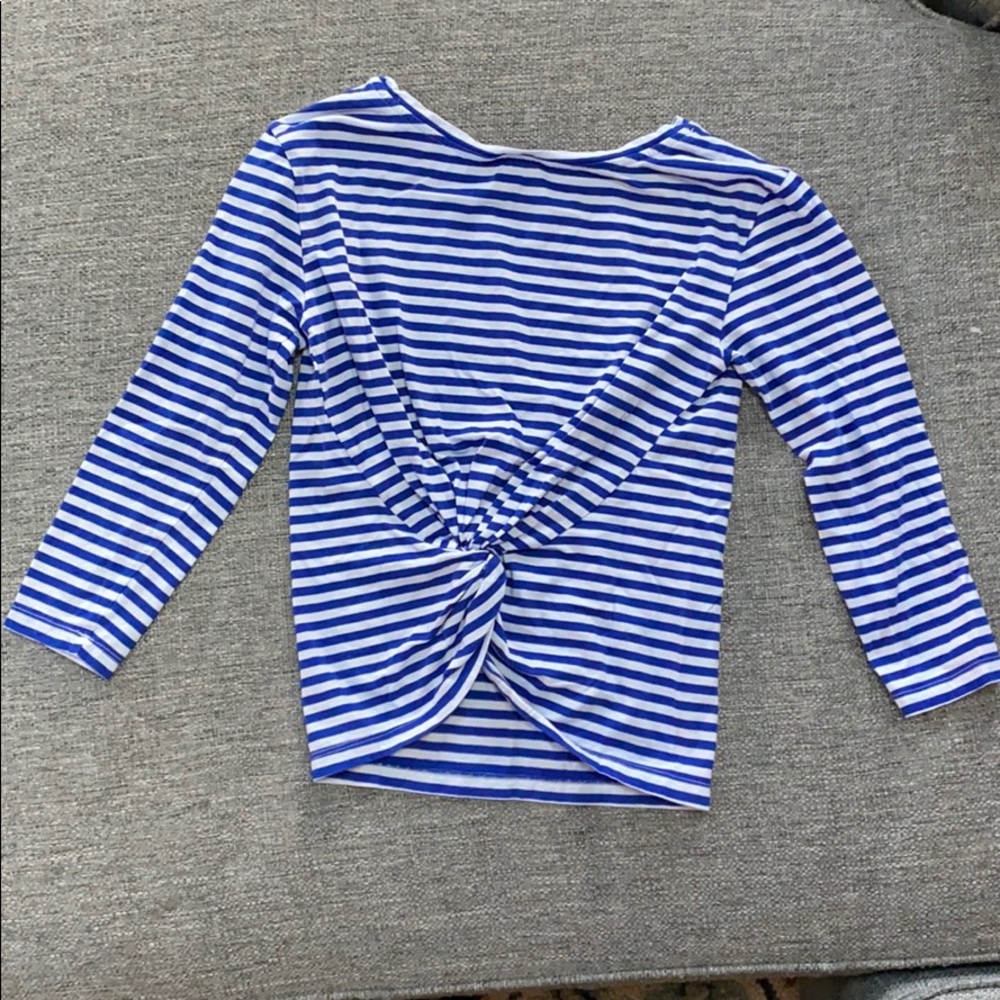 Get Ready For Spring! Like New! J. Crew Blue & White Knotted Top, small